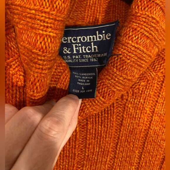 VTG 90s Abercrombie & Fitch Lambswool Turtleneck Sweater, Orange, Men’s L - Picture 4 of 7